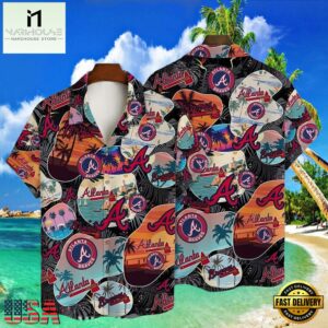 MLB Atlanta Sunset Braves Style Hot Trending Summer Hawaiian Shirt - Tropical Night Vibes , MLB Aloha Shirts For Mens Womens 7 MLB Atlanta Sunset Braves Style Hot Trending Summer Hawaiian Shirt - Tropical Night Vibes