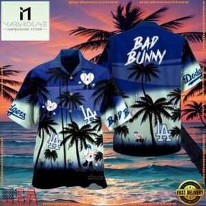 MLB Bad Bunny Dodgers Night Palms Hawaiian Shirt For Men Women 7 MLB Bad Bunny Dodgers Night Palms Hawaiian Shirt