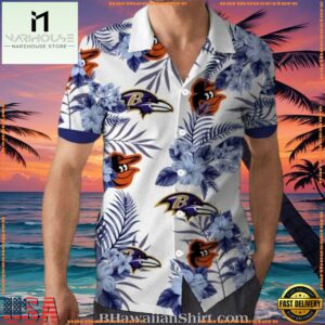 MLB Baltimore Orioles And Ravens Dual Team Aloha Shirt