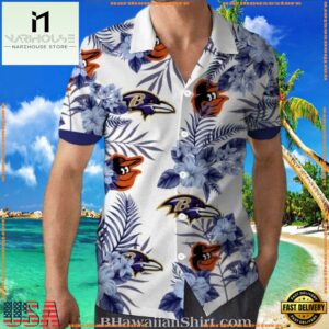 MLB Baltimore Orioles And Ravens Dual Team Aloha Shirt