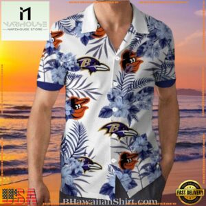 MLB Baltimore Orioles And Ravens Dual Team Aloha Shirt