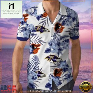 MLB Baltimore Orioles And Ravens Dual Team Aloha Shirt