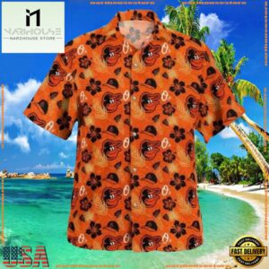MLB Baltimore Orioles Casual Orange Hibiscus Summer Hawaiian Shirt For Mens Womens 7 MLB Baltimore Orioles Casual Orange Hibiscus Summer Hawaiian Shirt