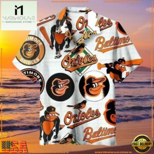 MLB Baltimore Orioles Classic Logo Summer Hawaiian Shirt