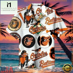 MLB Baltimore Orioles Classic Logo Summer Hawaiian Shirt