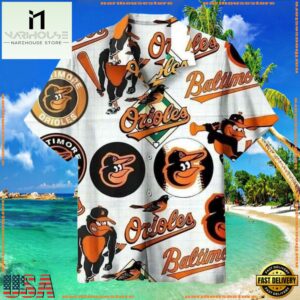 MLB Baltimore Orioles Classic Logo Summer Hawaiian Shirt