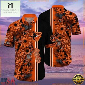 MLB Baltimore Orioles Floral Print Summer Hawaiian Shirt
