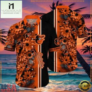 MLB Baltimore Orioles Floral Print Summer Hawaiian Shirt