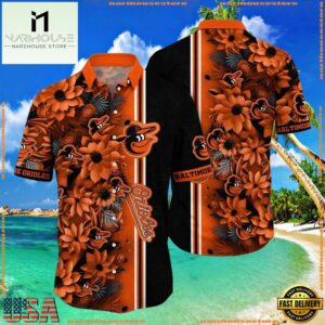 MLB Baltimore Orioles Floral Print Summer Hawaiian Shirt