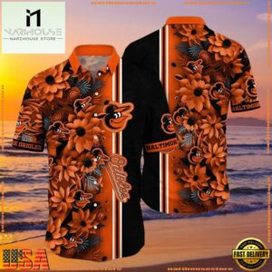 MLB Baltimore Orioles Floral Print Summer Hawaiian Shirt