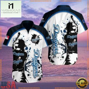 MLB Batter Up Splatter LA Dodgers Hawaiian Shirt - Dynamic Fan Wear
