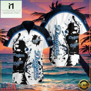 MLB Batter Up Splatter LA Dodgers Hawaiian Shirt - Dynamic Fan Wear