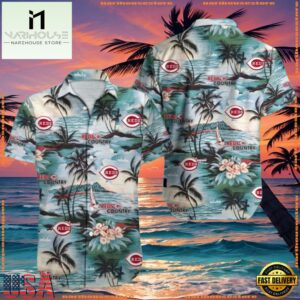 MLB Beachside Reds Serenade - Cincinnati Reds Calm Palms Hawaiian Shirt