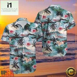 MLB Beachside Reds Serenade - Cincinnati Reds Calm Palms Hawaiian Shirt