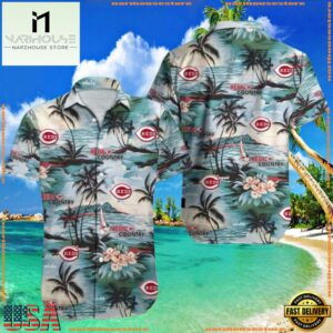 MLB Beachside Reds Serenade - Cincinnati Reds Calm Palms Hawaiian Shirt