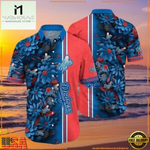 MLB Bold Floral Contrast Los Angeles Dodgers Aloha Shirt For Men Women 6 MLB Bold Floral Contrast Los Angeles Dodgers Aloha Shirt