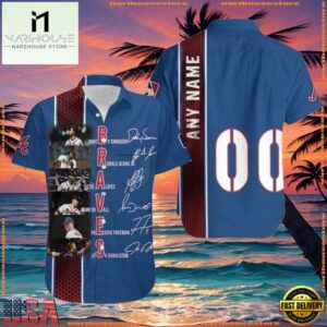 MLB Bravesaholic Custom Name And Number Hawaiian Shirt