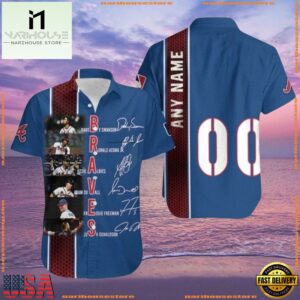 MLB Bravesaholic Custom Name And Number Hawaiian Shirt