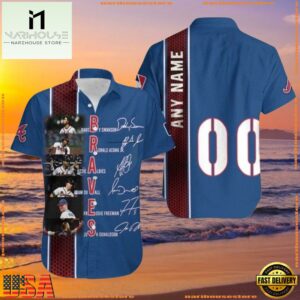 MLB Bravesaholic Custom Name And Number Hawaiian Shirt