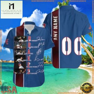 MLB Bravesaholic Custom Name And Number Hawaiian Shirt