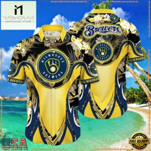 MLB Brewers Splatter - Milwaukee Brewers Dynamic Design Aloha Shirt