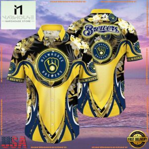 MLB Brewers Splatter - Milwaukee Brewers Dynamic Design Aloha Shirt