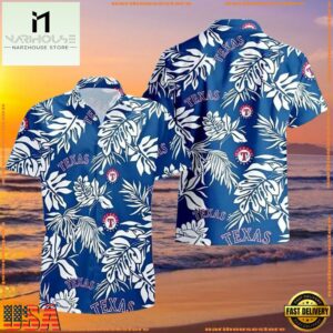 MLB Cerulean Botanical Texas Rangers Hawaiian Shirt For Men Women 6 MLB Cerulean Botanical Texas Rangers Hawaiian Shirt