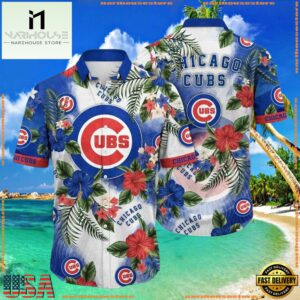 MLB Chicago Cubs Beachside Bloom Hawaiian Shirt - Lush Floral And Oceanic Blues