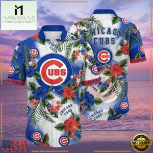 MLB Chicago Cubs Beachside Bloom Hawaiian Shirt - Lush Floral And Oceanic Blues