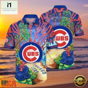 MLB Chicago Cubs Psychedelic Palms Aloha Hawaiian Shirt