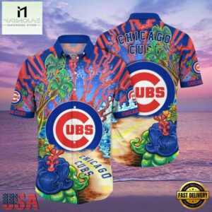 MLB Chicago Cubs Psychedelic Palms Aloha Hawaiian Shirt