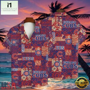 MLB Chicago Cubs Red Aztec Print Aloha Hawaiian Shirt
