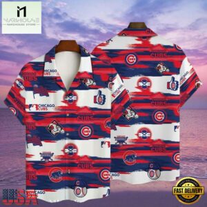 MLB Chicago Cubs Streaky Paint Splatter Aloha Hawaiian Shirt