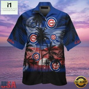MLB Chicago Cubs Sunset Palms Aloha Hawaiian Shirt