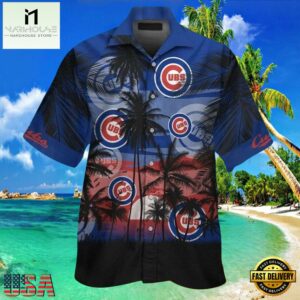 MLB Chicago Cubs Sunset Palms Aloha Hawaiian Shirt