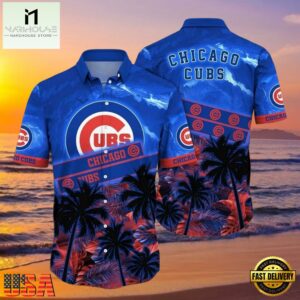 MLB Chicago Cubs Twilight Palms Aloha Hawaiian Shirt