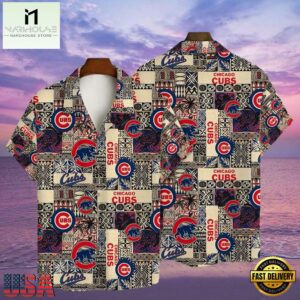MLB Chicago Cubs Vintage Tribal Print Aloha Hawaiian Shirt