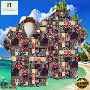 MLB Chicago Cubs Vintage Tribal Print Aloha Hawaiian Shirt