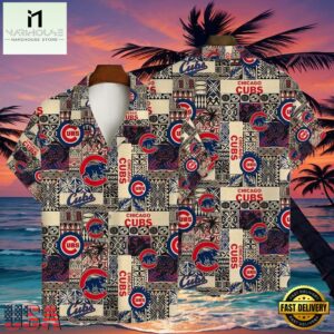 MLB Chicago Cubs Vintage Tribal Print Aloha Hawaiian Shirt