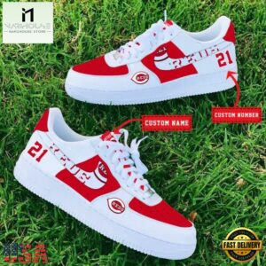 MLB Cincinnati Reds Baseball Team Design Air Force 1 Shoes Sneaker