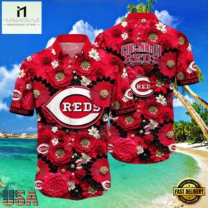 MLB Cincinnati Reds Blooming Baseball Aloha Hawaiian Shirt