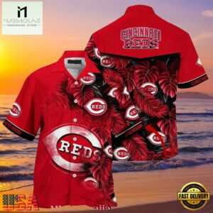 MLB Cincinnati Reds Enthusiast's Tropical Leaves Hawaiian Shirt