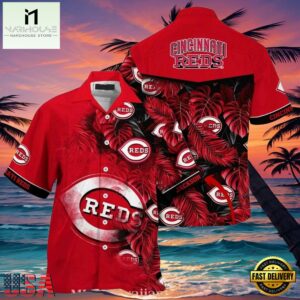 MLB Cincinnati Reds Enthusiast's Tropical Leaves Hawaiian Shirt