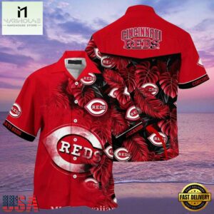 MLB Cincinnati Reds Enthusiast's Tropical Leaves Hawaiian Shirt