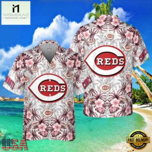 MLB Cincinnati Reds Floral Breeze Hawaiian Shirt Sunset Tropics Edition