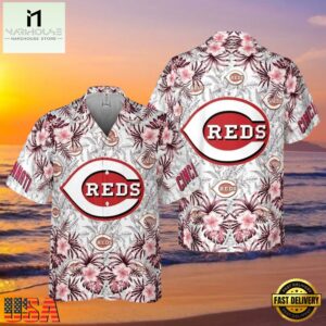 MLB Cincinnati Reds Floral Breeze Hawaiian Shirt Sunset Tropics Edition