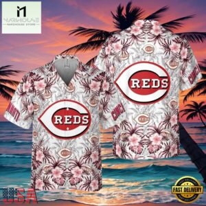 MLB Cincinnati Reds Floral Breeze Hawaiian Shirt Sunset Tropics Edition