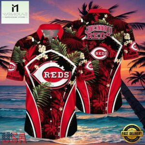 MLB Cincinnati Reds Night Tropics Aloha Shirt Cincinnati Midnight Palm