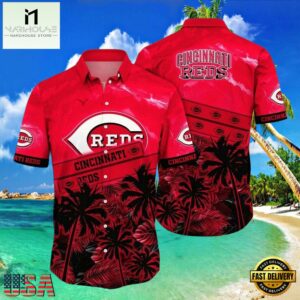 MLB Cincinnati Reds Sunset Palms Tropical Style Hot Trending Summer Hawaiian Shirt