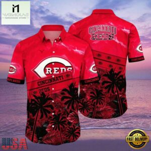 MLB Cincinnati Reds Sunset Palms Tropical Style Hot Trending Summer Hawaiian Shirt